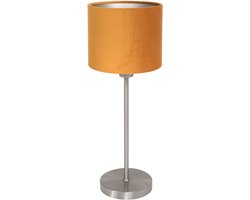 Mexlite - tafellamp - Noor - goud staal - metaal textiel - nachtkastlamp - E27 - 4413ST