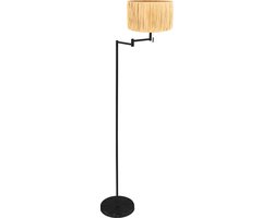 Mexlite - vloerlamp - Bella - zwart - metaal zeegras - Ø 45cm - E27 - 3885ZW
