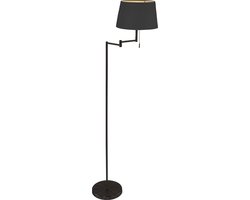 Mexlite Vloerlamp Bella Zwart Taps Linnen Zwart/Goud