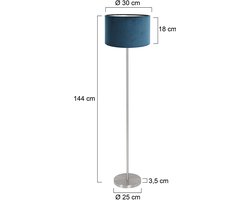 Mexlite - vloerlamp - Noor - blauw staal - metaal textiel - schemerlamp - E27 - 4435ST