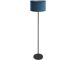 Mexlite - vloerlamp - Noor - blauw zwart - metaal textiel - schemerlamp - E27 - 4446ZW