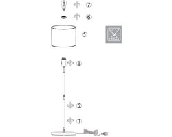 Mexlite - vloerlamp - Noor - staal zilver - metaal textiel - schemerlamp - E27 - 4430ST