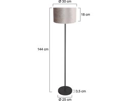 Mexlite - vloerlamp - Noor - zilver zwart - metaal textiel - schemerlamp - E27 - 4441ZW