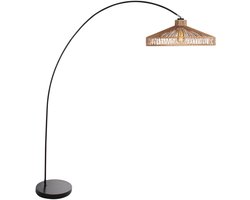 Mexlite - vloerlamp - Solva - naturel zwart - metaal touw - booglamp - E27 - 4469ZW