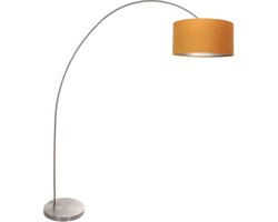 Mexlite - vloerlamp - Solva - staal - metaal stof - booglamp - E27 - 3910ST