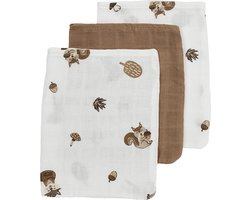 Meyco Baby Forest Animals washandjes - 3-pack - hydrofiel - toffee - 20x17cm