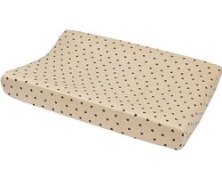 Meyco Baby Sweet Heart Aankleedkussenhoes - Soft Sand/Black - 50x70cm