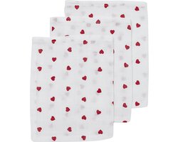 Meyco Baby Sweet Heart washandjes - 3-pack - hydrofiel - red - 20x17cm