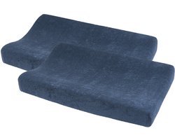 Meyco Baby Uni Aankleedkussenhoes - 2-pack - Badstof - Indigo - 50x70cm