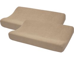 Meyco Baby Uni aankleedkussenhoes - 2-pack - badstof - taupe - 50x70cm