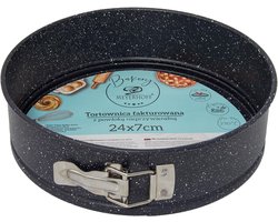 Meyerhoff Ronde Springvorm 24 cm – Taartvorm met Uitneembare Bodem – Antraciet Marmer – Non-Stick Coating – Voor Taart, Quiche & Ovenschotels – Ovenbestendig