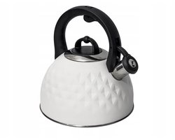 Meyerhoff RVS fluitketel 2,5 liter MH-105 – Inductie fluitketel – Wit – 3D reliëf design