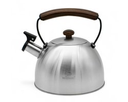 Meyerhoff RVS Fluitketel 2,5L – Geborsteld Zilver – Houten Handvat – Fluitketel voor Inductie en Alle Kookplaten