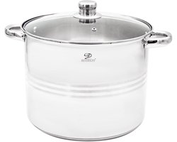 Meyerhoff Soeppan RVS 15 L – Ø 30 cm – XL Kookpan met Glazen Deksel – Inductiegeschikt – Voor Soep, Stoof & Meal Prep