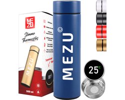 MEZU Slimme Thermosfles - Blauw - LCD Tempratuur Display - 0,5L - Koud en Warm - 24 uur isolatie - Dubbelwandige Thermosfles - Drinkfles - Koffiebeker - Travel Mug - RVS - Koffie to go