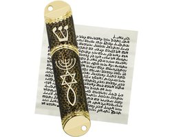 Mezuzah met Rol voor Deur, Stijlvolle Metaal Mezuzah Houder met Messiaanse Zegel voor Joodse Thuiszegeningen, Joodse Cadeaus en Decoratie voor Feestdagen zoals Kerst en Pasen