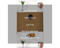 MF International Bedrukte Theedoeken | 4-Pak | 45 x 71 cm | 100% Katoen | Herbruikbaar & Absorberend | Div. patronen