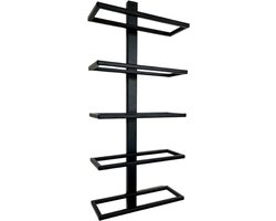 MG - Wijnrek muur - Wijnrek - 5 flessen - Mat zwart - Metaal - Wijnrekken - Modern - Hangend wijnrek - Muur monteren - Industrieel - Wijnliefhebber - Wijnrek hangend - Wand - Vino - Wijnaccessoires - Aan de muur - wijnfleshouder - wine wall