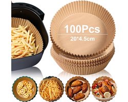 MGCO Airfryer Bakpapier- 100 stuks niet XL-klevend Wegwerp Voeringen 2024 editie - Airfryer Accessoires - Wegwerpbakjes- Airfryer papier - Rond, Bruin – 20 cm