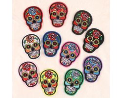 MGM Trading - 11 Stuks Geborduurde Skull Stof Patch, Kan Worden Genaaid Of Gestreken, Zelf Doen Voor Het Versieren Van Hoed Rugzak Kleding En Meer, Kleding Benodigdheden