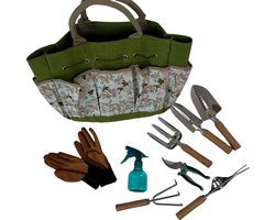 MGM Trading Grenebo Tuingereedschap, Heavy Duty roestbestendig tuingereedschap, tuincadeaus voor dames en heren met snoeischaar en handvat opbergtas (9-delig)