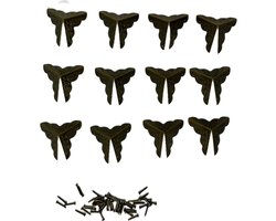 MGM Trading - Set van 10 Antieke Metalen Meubelhoeken met 40 Bijpassende Spijkers - Randbescherming voor Kisten, Boxen, Meubels, Rekken en Tafels - Vintage Messing Antieke Look