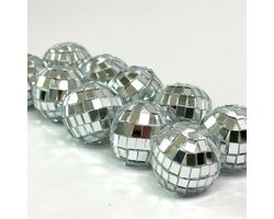 MGM Trading - set van 30 kleine spiegel discoballen, 3 cm (1.2 inch) diameter, zilveren kerstbal ornamenten, taartdecoratie, feest- en podiumdecoratie