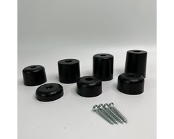 MGM Trading - Set van 4 - Zwart - Kunststof - Meubelpoten - 15 mm Hoog, Ø 50 mm, Inclusief Schroeven
