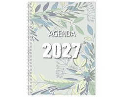 MGPcards - Agenda A4 2027 - Ringband - Spiraal - Flexibele kaft - Weekoverzicht - Groen - Bladeren - 21 x 29.5 cm