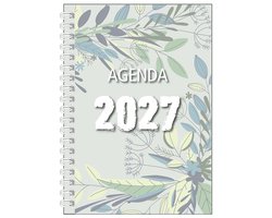 MGPcards - Agenda A5 2027 - Ringband - Spiraal - Flexibele kaft - Weekoverzicht - Groen - Bladeren - 15 x 21 cm