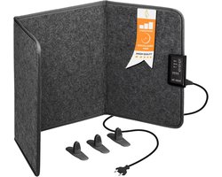 Mi-Heat infrarood bureauverwarming verwarmingspaneel 260W | vloerverwarming voor bureau werkplek onder de tafel | temperatuur tot 60°C opvouwbaar, grijs