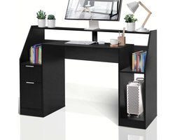 Miadomodo - Bureau met Lades en Opbergruimte - PC Tafel - Computerbureau - Kantoortafel - MDF - 123x55x90cm - Zwart