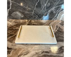 MiaHome - Luxe Marmeren Dienblad - Decoratieve dienbladen - presenteerbladen - Dienbladen rechthoek - 20x30x5cm - Wit