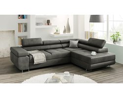 Miami XL Hoekbank met Slaapfunctie – Grote L-vormige Bank met Rechts Ottoman, Bedkasten & Luxe Velours Stof – 5-Zits Bank, Comfortabele Hoekbank 272 x 203 cm – Woonkamerbank, Slaapbank, Modern Design