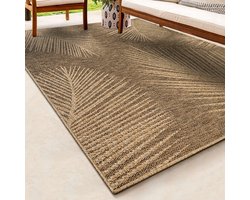 Mia’s Teppiche Soil – weerbestendig buitenkleed met antisliprug, duurzaam & onderhoudsvriendelijk, naturel met palmmotief 80 x 150 cm