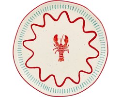 Mica Decorations Ariane Dinerbord - Set van 4 - Ø27 cm - Steengoed - Rood