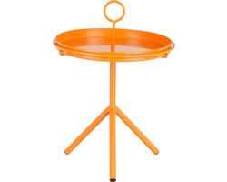 Mica Decorations Aston Bijzettafel met Afneembaar Dienblad - H42 x Ø31 cm - Metaal - Oranje