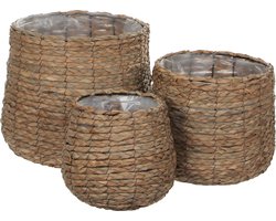 Mica Decorations Avalon Plantenmand - Set van 3 - H31 x Ø30 cm - Zeegras - Lichtbruin