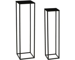 Mica Decorations Bijzettafel Goa - 25x25x90 cm - Ijzer - Zwart - Set van 2