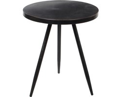 Mica Decorations Bijzettafel Kent - zwart - 35 x 40 cm - rond - metaal - planten tafeltje - bijzet tafels