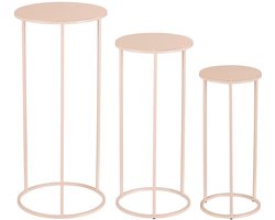 Mica Decorations Bijzettafel Quinty - 32x32x70 cm - Ijzer - Licht Roze - Set van 3