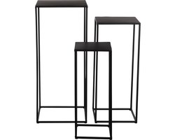Mica Decorations Bijzettafels - 3x - metaal - H50 - H60 - H70 cm - Plantenstandaards