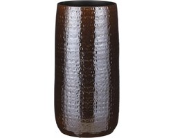 Mica Decorations Bloemenvaas - keramiek - bruin - relief patroon - D25 x H50 cm