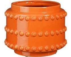 Mica Decorations Bloempot Boaz - gebobbeld - oranje - 19 x 22 cm
