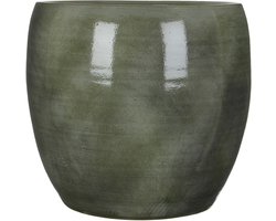 Mica Decorations Bloempot donkergroen glans keramiek voor kamerplant H35 x D38 cm- plantenpotten binnen