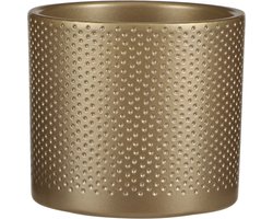 Mica Decorations Bloempot - goud - relief - keramiek - 13 x 12 cm - plantenpotten binnen