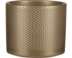 Mica Decorations Bloempot - goud - relief - keramiek - D15 x H13 cm - plantenpotten binnen