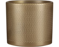 Mica Decorations Bloempot - goud - relief - keramiek - D21,5 x H23 cm - plantenpotten binnen