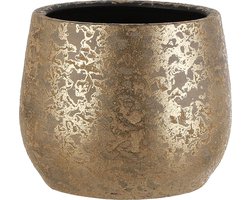 Mica Decorations Bloempot - goudkleurig - keramiek - 25 x 20 cm - plantenpotten