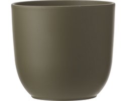 Mica Decorations Bloempot - groen mat - H16 x D17 cm - keramiek - voor kamerplant - plantenpot
